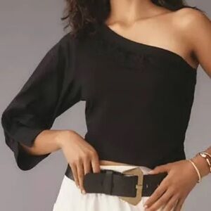 Anthropologie off the shoulder lace Asymmetrical Blouse